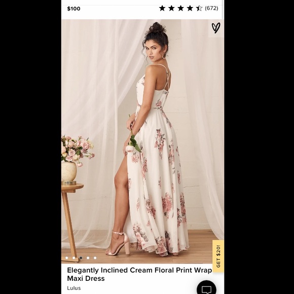 Lulu’s Cream Floral Print Wrap Maxi Dress - Picture 3 of 3